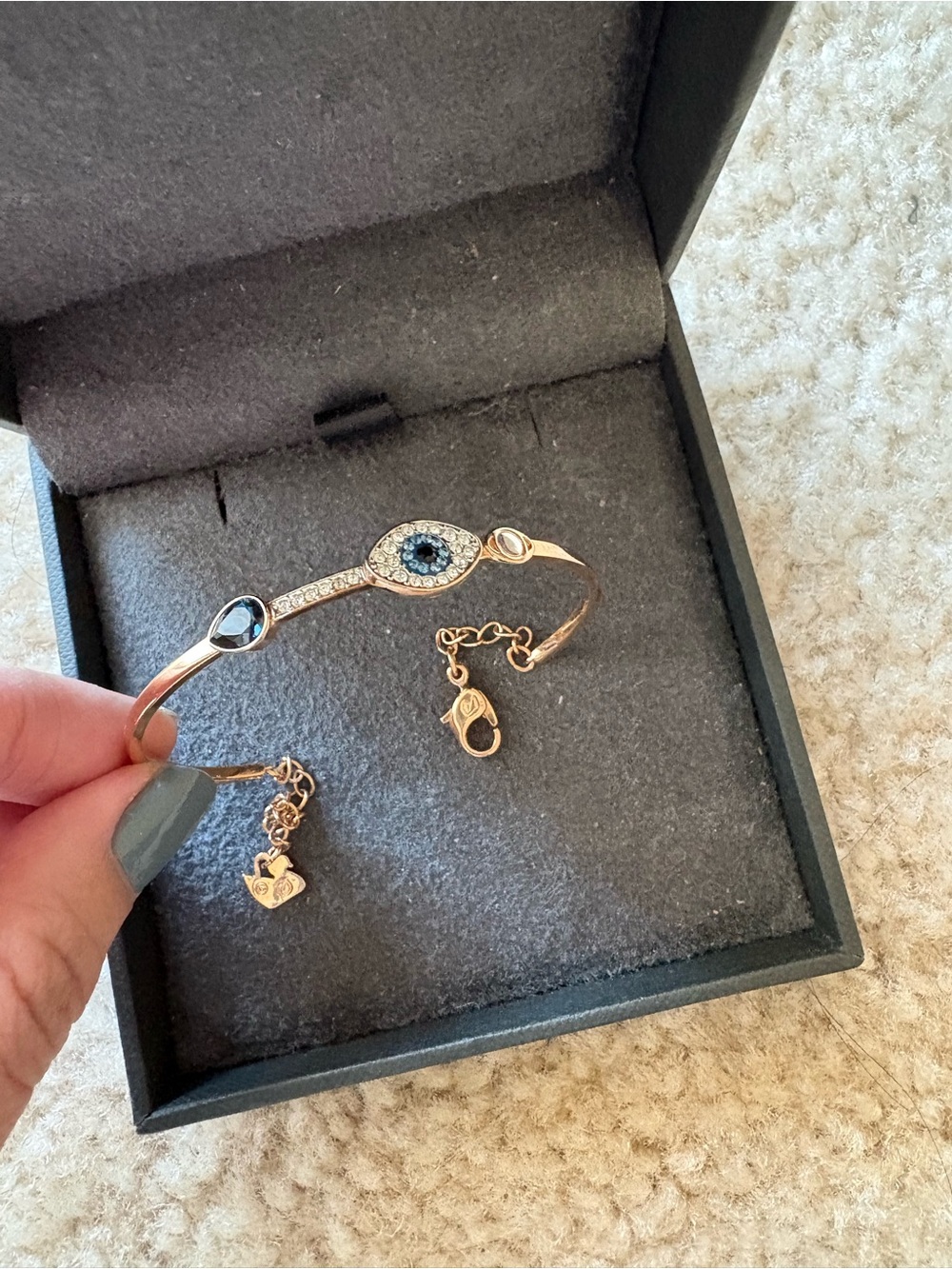 Swarovski Rose Gold Evil Eye Bracelet with Blue Crystal